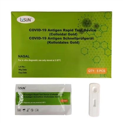 Confezione da 5 test rapidi Covid nasofaringei per individuare il Covid 19